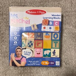 Melissa & Doug Wooden Learning Blocks - Red, Blue, Yellow, Green, Pink, Orange